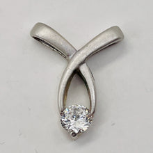 Load image into Gallery viewer, Brushed Sterling Silver Designer CZ Pendant | 1&quot; Long | Silver | 1 Pendant |
