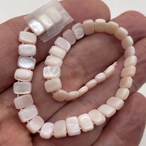 Mother of Pearl Double Drilled 16" Strand Rectangle Cut| 8x5x3mm| Pink| 80 Beads