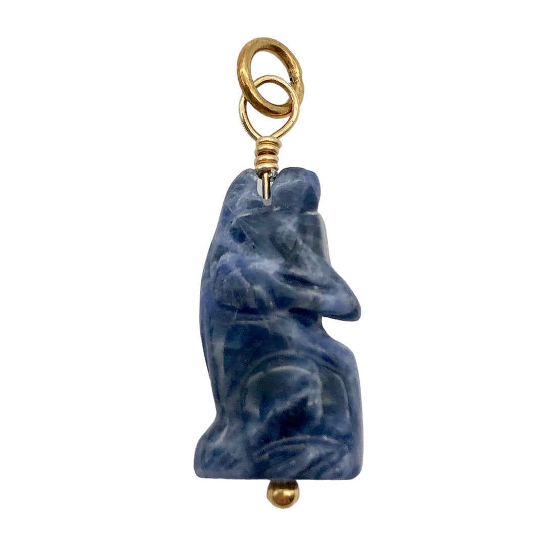 New Moon! Sodalite Wolf Coyote 14Kgf Pendant