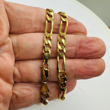 Load image into Gallery viewer, Italian 18K Gold Vermeil Figaro Chain Bracelet 7mm 16" Sterling Silver 25g
