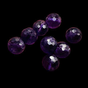 Amethyst AAA Faceted Round Bead Parcel | 10mm | Purple | 8 Beads |