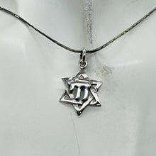 Load image into Gallery viewer, Star of David and Chai Sterling Silver Pendant Charm 1&quot; Long| Silver| 1 Pendant|
