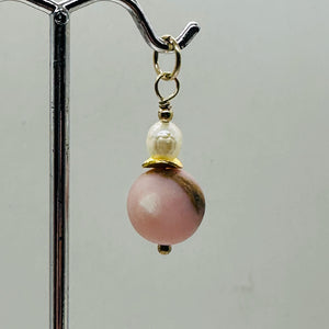Pink Peruvian Matte Finish Opal, Pearl Drop Bead Pendant | Pink | 1 1/4" Long |