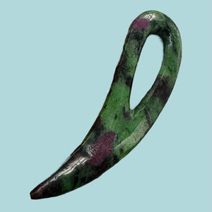 Ruby Zoisite Comma Bead | 94x28x6mm | Green Red | 1 Pendant Bead |
