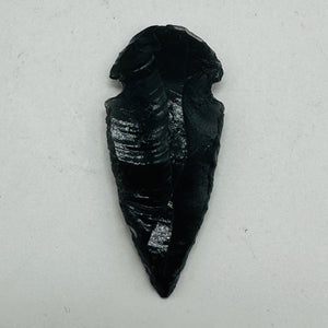 Obsidian Carved Arrowhead Pendant Bead | 1 3/4" Long | Black | 1 Bead |