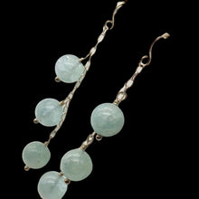 Load image into Gallery viewer, Aquamarine Natural Untreated Blue Green Sterling Silver Earrings | 2 3/4&quot; Long |
