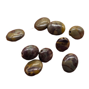 Rare 9 Chocolate Jasper 10x8mm Oval Coin Beads 009157