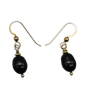 Load image into Gallery viewer, Black Cherry Freshwater Pearl 14kgf Earrings | 1&quot; Long | 12x8mm Pearls | 1 Pair|
