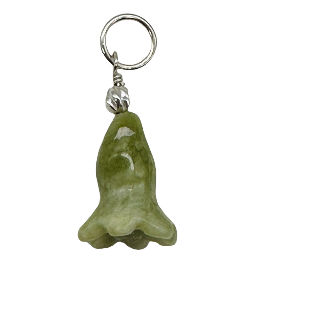 Jade Lily Flower Sterling Silver Pendant | Green | 1