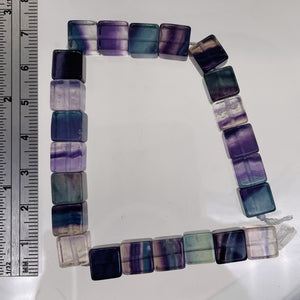 Natural Fluorite 8" Strand | 5mm | Purple Blue Green | 5mm | Cube | 23 Beads |