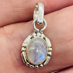 Moonstone Sterling Silver Drop Pendant | 3/4" Long | White | 1 Pendant |