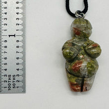 Load image into Gallery viewer, Unakite Stone Goddess of Willendorf Pendant Necklace | 3/4&#39; Long | Green, Pink |
