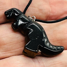 Load image into Gallery viewer, Tigereye Tyrannosaurus Rex Dinosaur Pendant Necklace | 3/4&#39; Long | Bronze |
