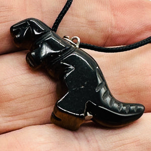Tigereye Tyrannosaurus Rex Dinosaur Pendant Necklace | 3/4' Long | Bronze |