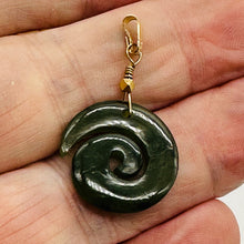 Load image into Gallery viewer, Jade New Zealand Maori Koru Sterling Silver Pendant | Green | 1&quot; Long |
