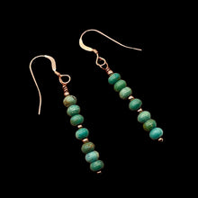 Load image into Gallery viewer, Unique Natural USA Turquoise 14K Rose Gold Filled Earrings | Blue | 1 1/2&quot; Long|
