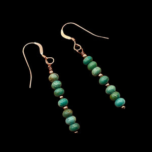 Unique Natural USA Turquoise 14K Rose Gold Filled Earrings | Blue | 1 1/2" Long|