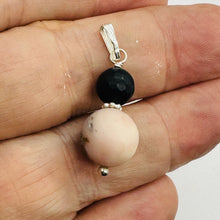 Load image into Gallery viewer, Black Stone Africa Pink Peruvian Opal Sterling Silver Pendant Handmade USA
