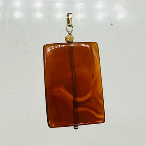 Carnelian Rectangle Cut Pendant | 2" Long | 37x24mm (Carnelian) | Orange |