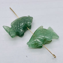 Load image into Gallery viewer, Swimmin&#39; 2 Carved Aventurine Fish Koi Carp Beads | 23x11x8mm | Green
