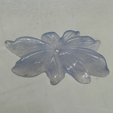 Load image into Gallery viewer, Chalcedony 16ct Hand Carved Flower Pendant Bead| 33X28X5mm| Blue| 1 Pendant Bead
