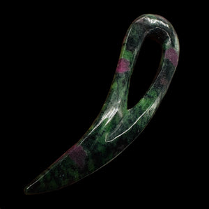 Ruby Zoisite Comma Pendant Bead | 94x28x6mm | Green, Red | 1 Pendant Bead |