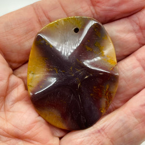 Australian Mookaite Starfish Oval Pendant Bead | 50x40x6mm | Maroon Beige | 1 |