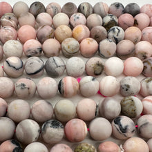 Load image into Gallery viewer, Peruvian Opal Matte Finish Round Bead Parcel | 12mm | Pink, Black | 4 Beads |
