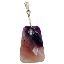 Load image into Gallery viewer, Clear and Purple Striped Fluorite and Sterling Silver Pendant | 2&quot; Long |
