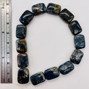 Pietersite Rectangle Bead Strand| 15x10x4mm | Deep Blue Black | 29 Beads |