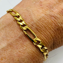 Load image into Gallery viewer, Handmade Italian 18K Gold Vermeil Figaro Chain Bracelet | 7mm | 7" | 10g |
