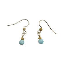 Load image into Gallery viewer, Natural Hemimorphite Yellow Gold 14kgf Earrings | 1 1/2" Long | Blue | 1 Pair |
