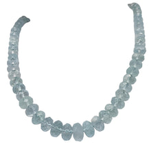 Load image into Gallery viewer, Aquamarine Gem Graduated Faceted Rondelle Bead Strand| 12x7 - 6x4mm| Blue|79 Bds
