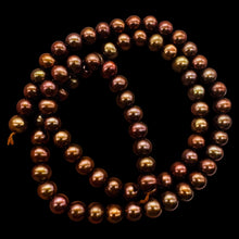Load image into Gallery viewer, Copper Freshwater Pearl Strand 5.5mm Round 16 Inch 76 Genuine Pearl Beads
