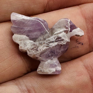 Lovely Hand Carved Amethyst Dove Figurine Worry Stone