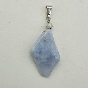 Chalcedony Designer Cut Sterling Silver Wire Wrap Pendant | 2" Long | Blue |