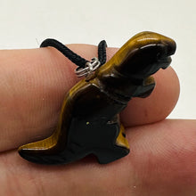 Load image into Gallery viewer, Tigereye Tyrannosaurus Rex Dinosaur Pendant Necklace | 3/4&#39; Long | Bronze |
