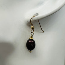 Load image into Gallery viewer, Black Cherry Freshwater Pearl 14kgf Earrings | 1&quot; Long | 12x8mm Pearls | 1 Pair|
