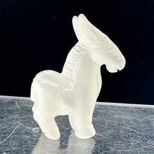 Load image into Gallery viewer, Hand Carved Donkey Burro Stone Animal Statue | 40x35x15mm | Clear, White

