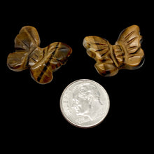 Load image into Gallery viewer, Flutter Hand Carved Tigereye Butterfly Animal Beads | 21x18x5mm | Golden Brown
