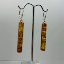 Load image into Gallery viewer, Amber Rectangle Dangle Sterling Silver Earrings | 2&quot; Long | Amber | 1 Pair |
