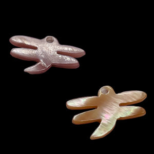 Dragonfly Premium Hand Carved Etched Pink Mussel Shell Beads | 16x10mm| 2 Beads|