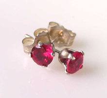 Load image into Gallery viewer, Created Ruby 925 Sterling Silver 4mm Stud Earrings July Birthstone USA
