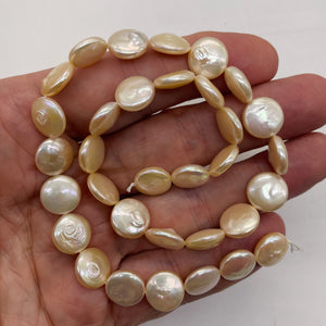 Natural Perfect Peach FW Coin Pearl Strand 104765