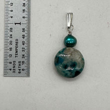 Load image into Gallery viewer, Chrysocolla Natural Semi Precious Stone Sterling Silver Pendant | 1 1/4&quot; Long|
