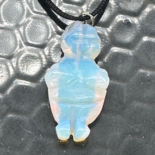Load image into Gallery viewer, Opalized Glass Goddess Pendant Necklace | 1 1/2&quot; Long | White, Blue | 1 Pendant|
