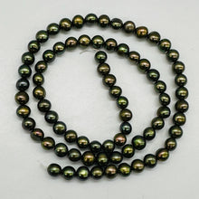 Load image into Gallery viewer, Natural Green Gold Red Freshwater Pearl Strand 76 Round 5mm Cultured Pearls
