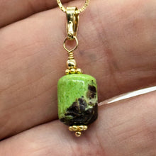 Load image into Gallery viewer, Gaspeite AAA 14K Gold Filled Pendant | 3/4&quot; Long | Green, Brown |
