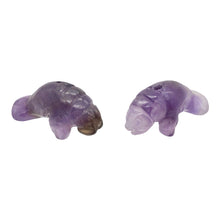 Load image into Gallery viewer, Grace 2 Carved Purple Amethyst Manatee Beads | 21x11x9mm | Purple

