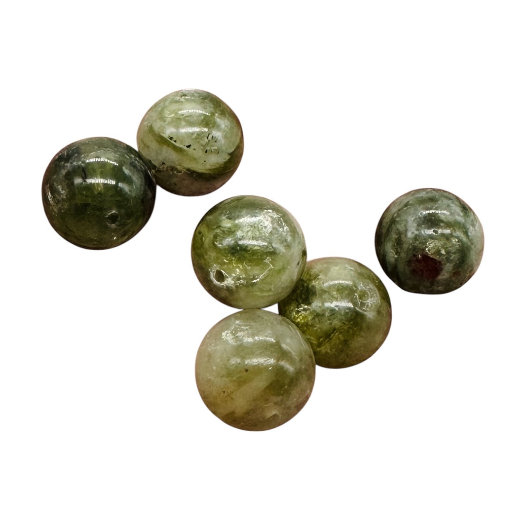Mossy Aquamarine Round Bead Parcel | 10mm | Green, Clear | 6 Beads |